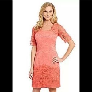 Antonio Melani fully lined coral Jacquard and lace dress size 0